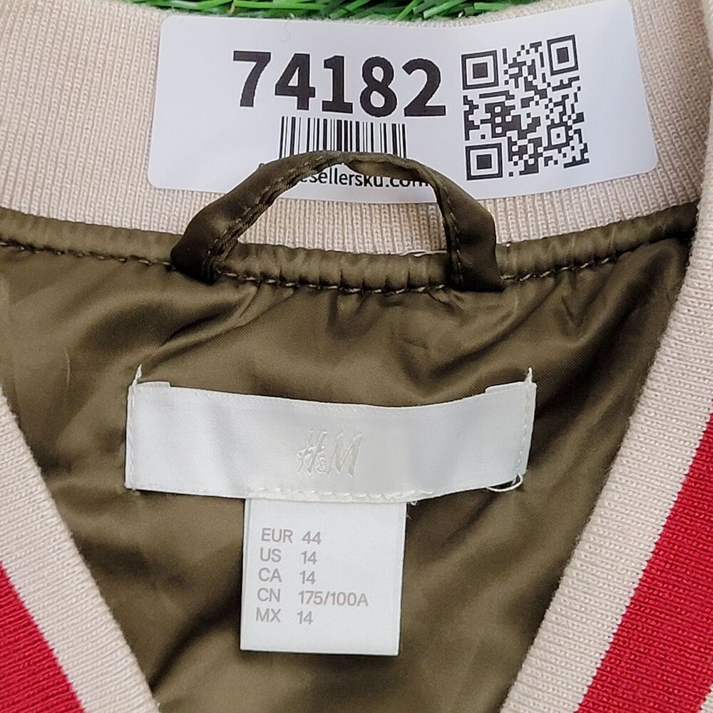 Phoenix Bomber Jacket M/L 21x21 Taupe Boxy Colorblock - Picture 13 of 13